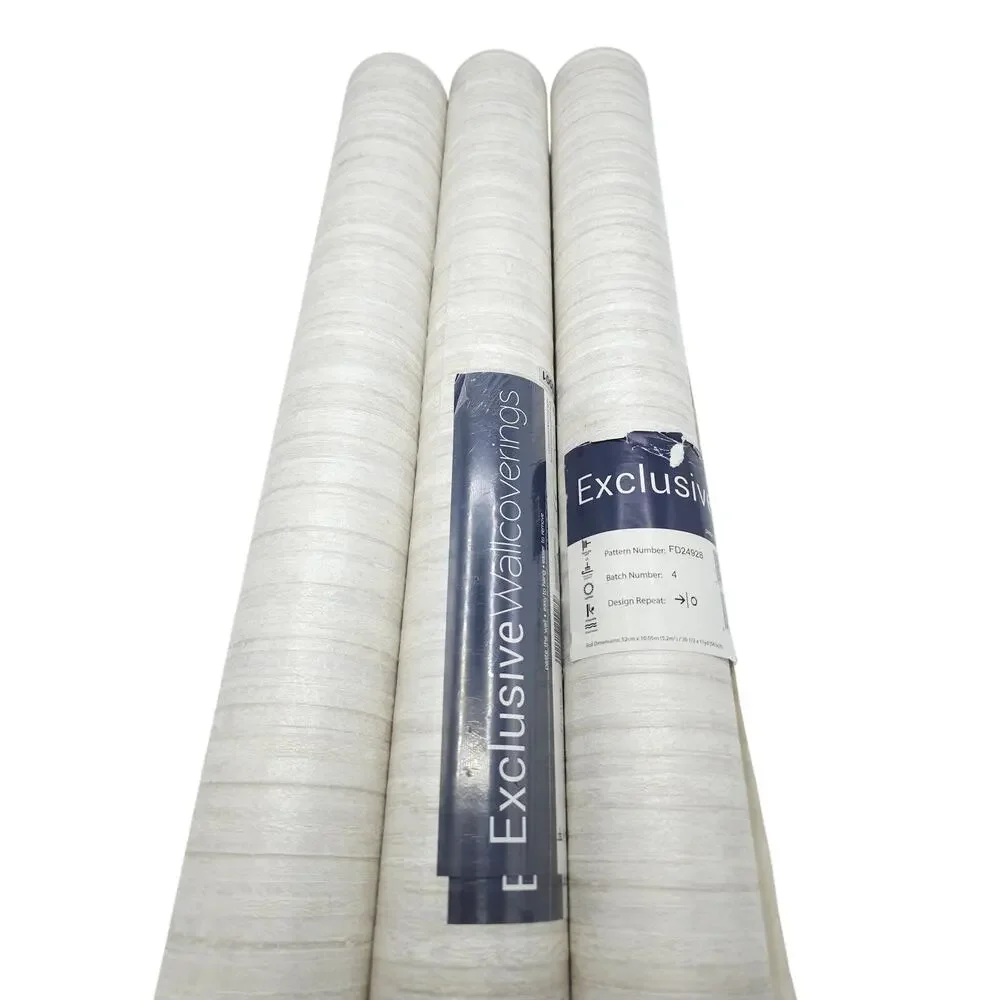 Exclusive Wallpaper Light Gray Pattern # FD24928 Set of 3 Rolls 10M x 52cm Each